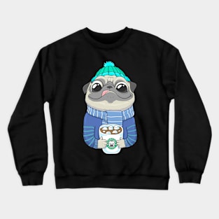 Pug with coffee Crewneck Sweatshirt